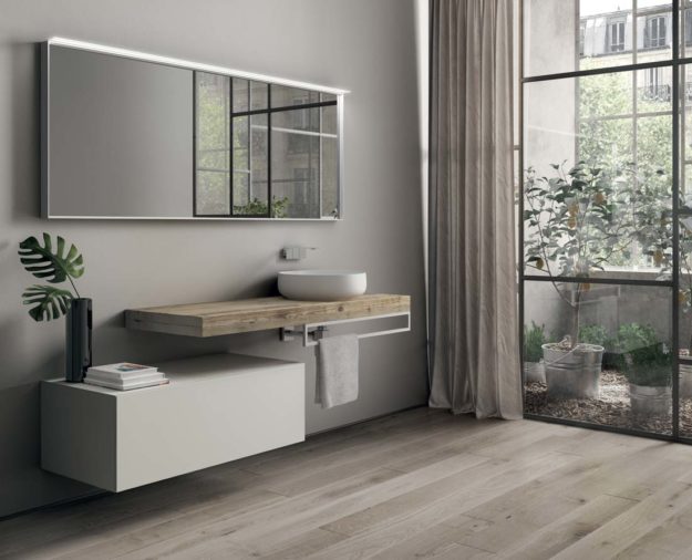 Mobile con piano lavabo in Abete Vintage Naturale