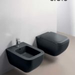 WC e bidet sospesi in finitura Basalto